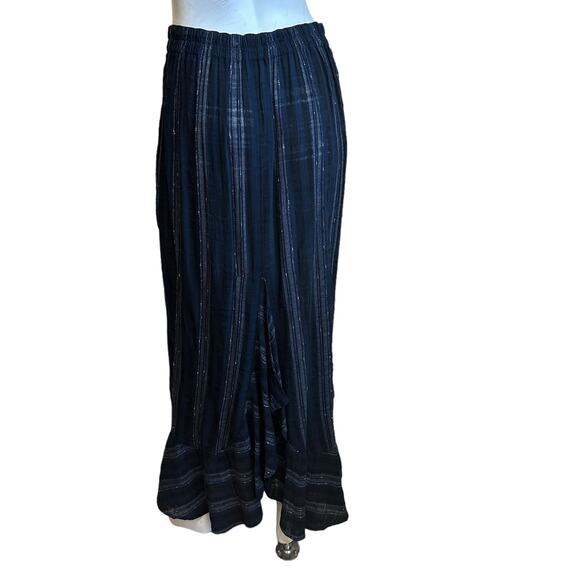 Bryan Emerson Blue & Black Lightweight Wool Blend Modest Maxi Skirt One Size S-L - Picture 2 of 11